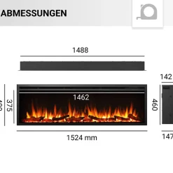 BALDERIA Elektrokamin Atalanta 60 - Einbaukamin mit Heizung 1500 W