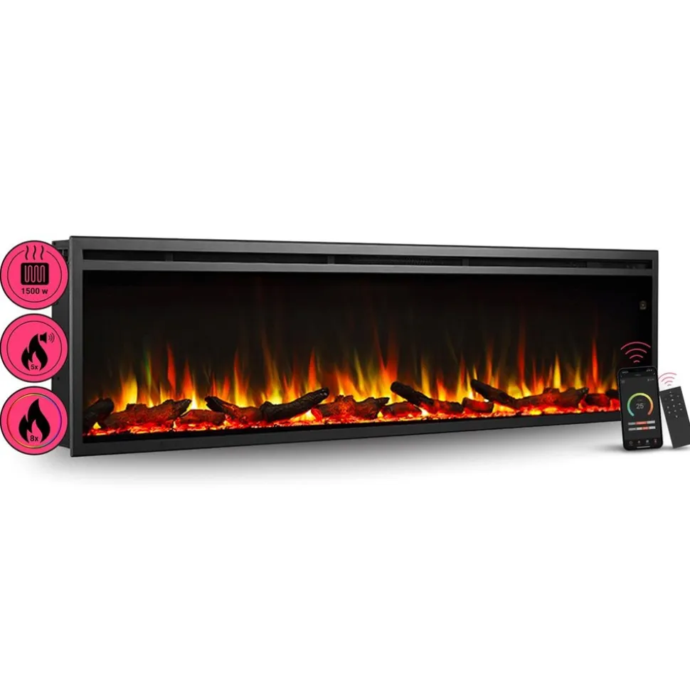 BALDERIA Elektrokamin Atalanta 72 - Einbaukamin mit Heizung 1500 W