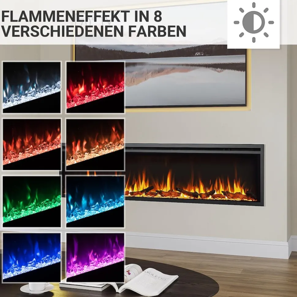 BALDERIA Elektrokamin Atalanta 72 - Einbaukamin mit Heizung 1500 W