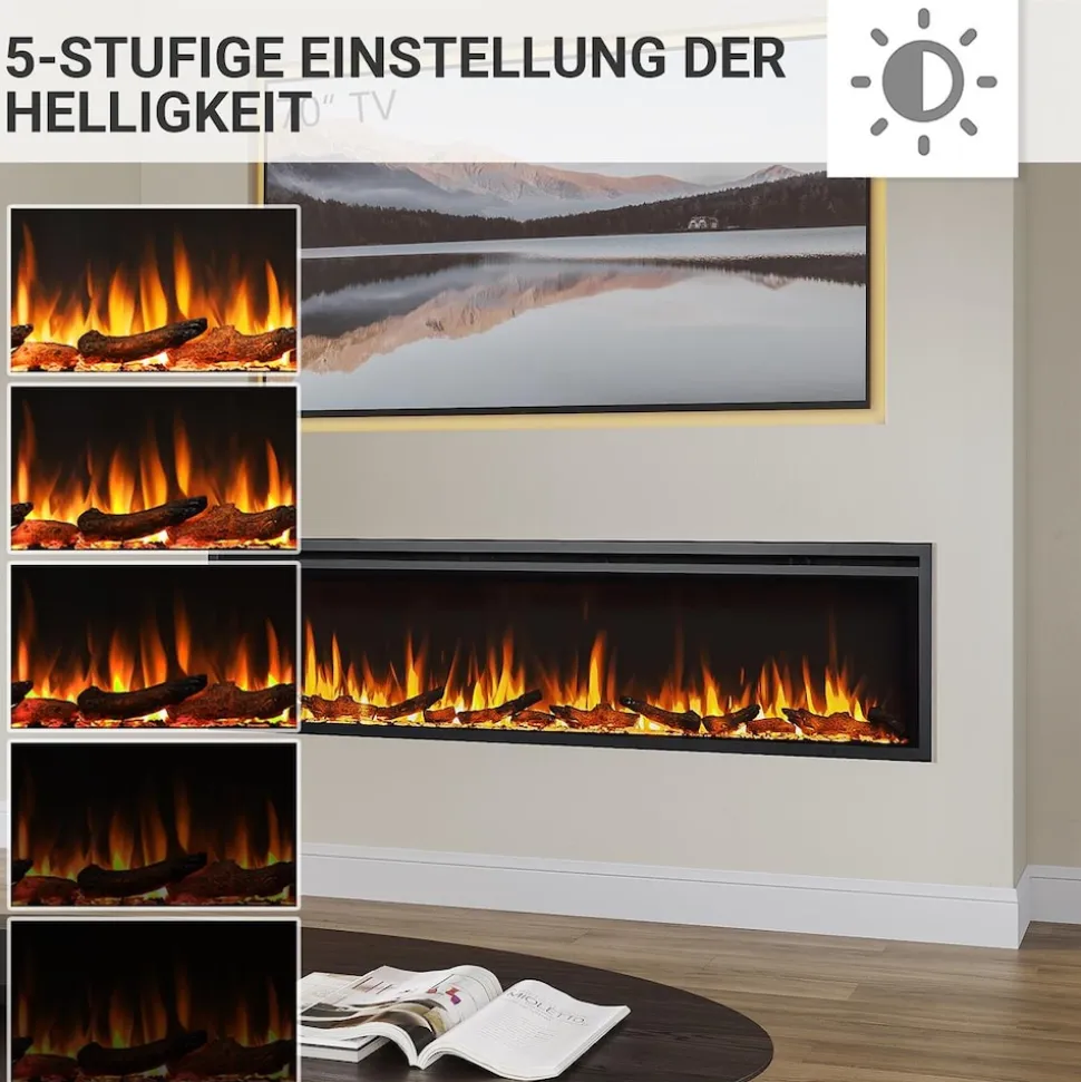 BALDERIA Elektrokamin Atalanta 72 - Einbaukamin mit Heizung 1500 W