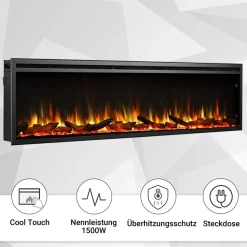 BALDERIA Elektrokamin Atalanta 72 - Einbaukamin mit Heizung 1500 W