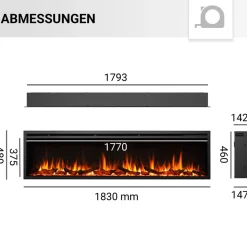 BALDERIA Elektrokamin Atalanta 72 - Einbaukamin mit Heizung 1500 W