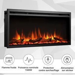 BALDERIA Elektrokamin Atalanta 40 - Einbaukamin mit Heizung 1500 W