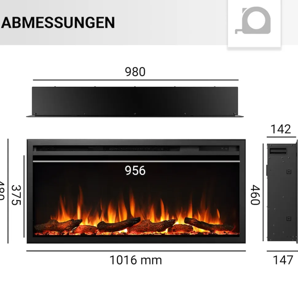 BALDERIA Elektrokamin Atalanta 40 - Einbaukamin mit Heizung 1500 W
