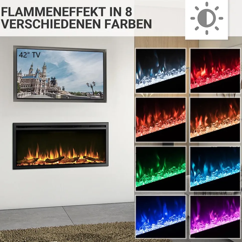 BALDERIA Elektrokamin Atalanta 40 - Einbaukamin mit Heizung 1500 W