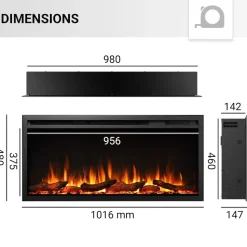 BALDERIA Elektrokamin Atalanta 40 - Einbaukamin mit Heizung 1500 W