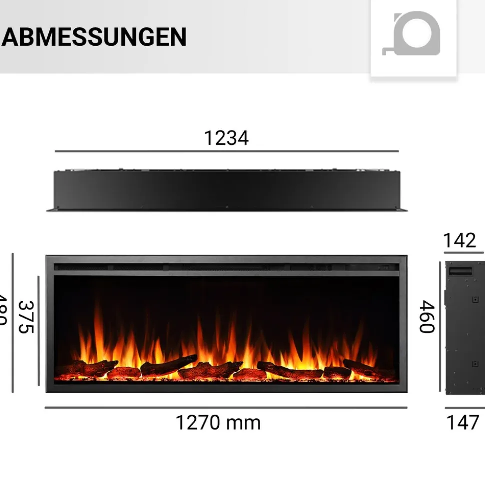 BALDERIA Elektrokamin Atalanta 50 - Einbaukamin mit Heizung 1500 W