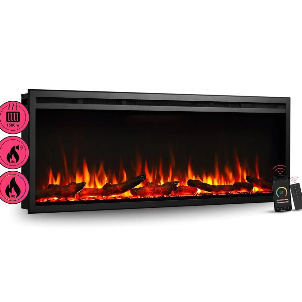 BALDERIA Elektrokamin Atalanta 50 - Einbaukamin mit Heizung 1500 W