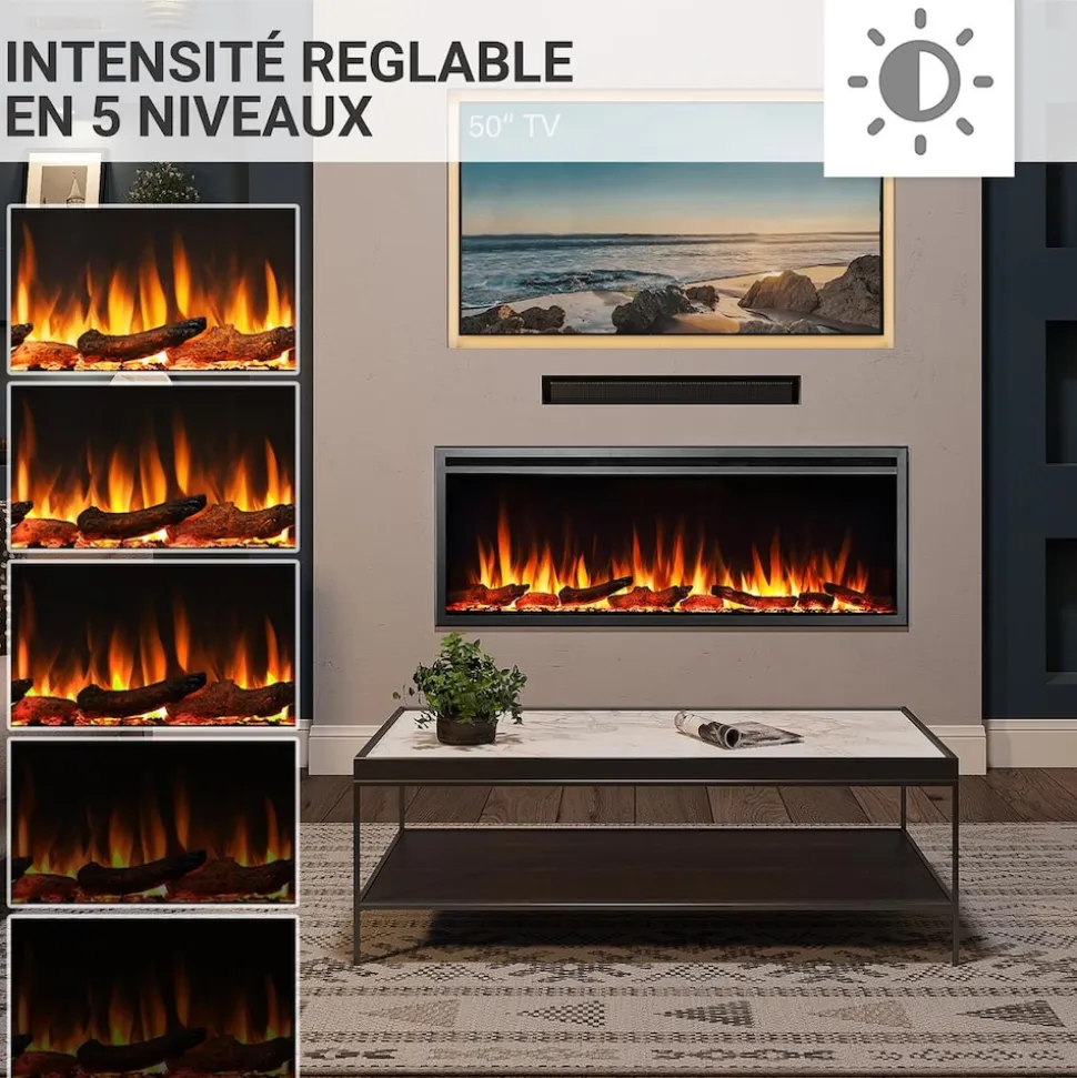 BALDERIA Elektrokamin Atalanta 50 - Einbaukamin mit Heizung 1500 W