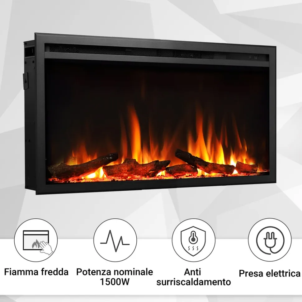 BALDERIA Elektrokamin Atalanta 33 - Einbaukamin mit Heizung 1500 W