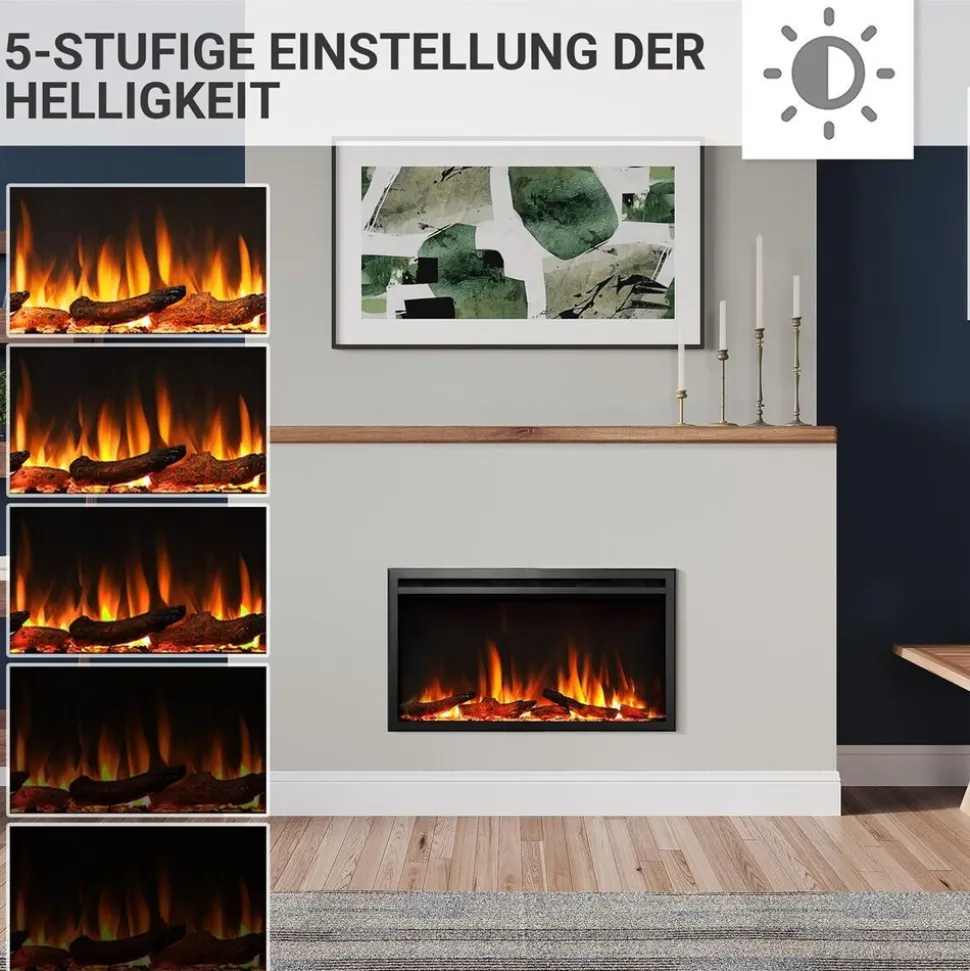 BALDERIA Elektrokamin Atalanta 33 - Einbaukamin mit Heizung 1500 W