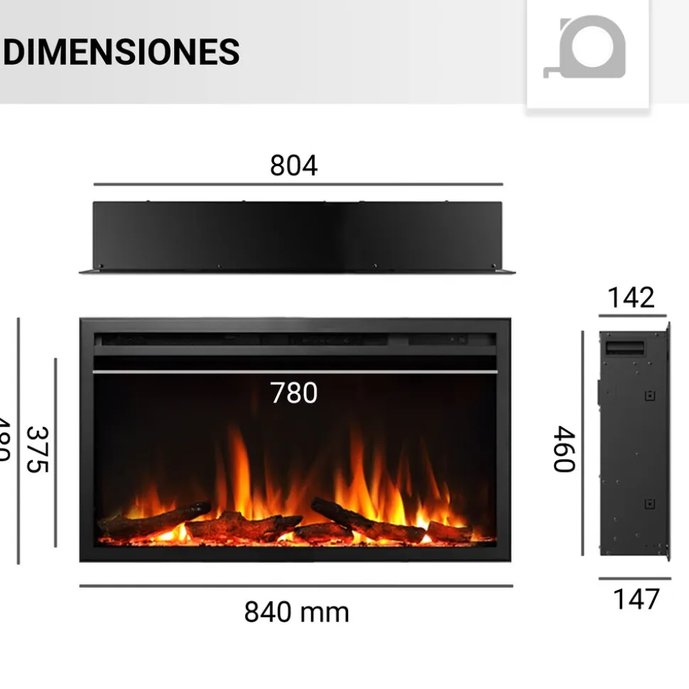 BALDERIA Elektrokamin Atalanta 33 - Einbaukamin mit Heizung 1500 W