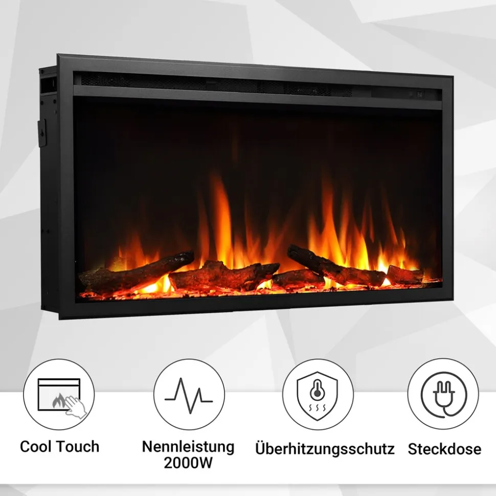 BALDERIA Elektrokamin Atalanta 33 - Einbaukamin mit Heizung 1500 W