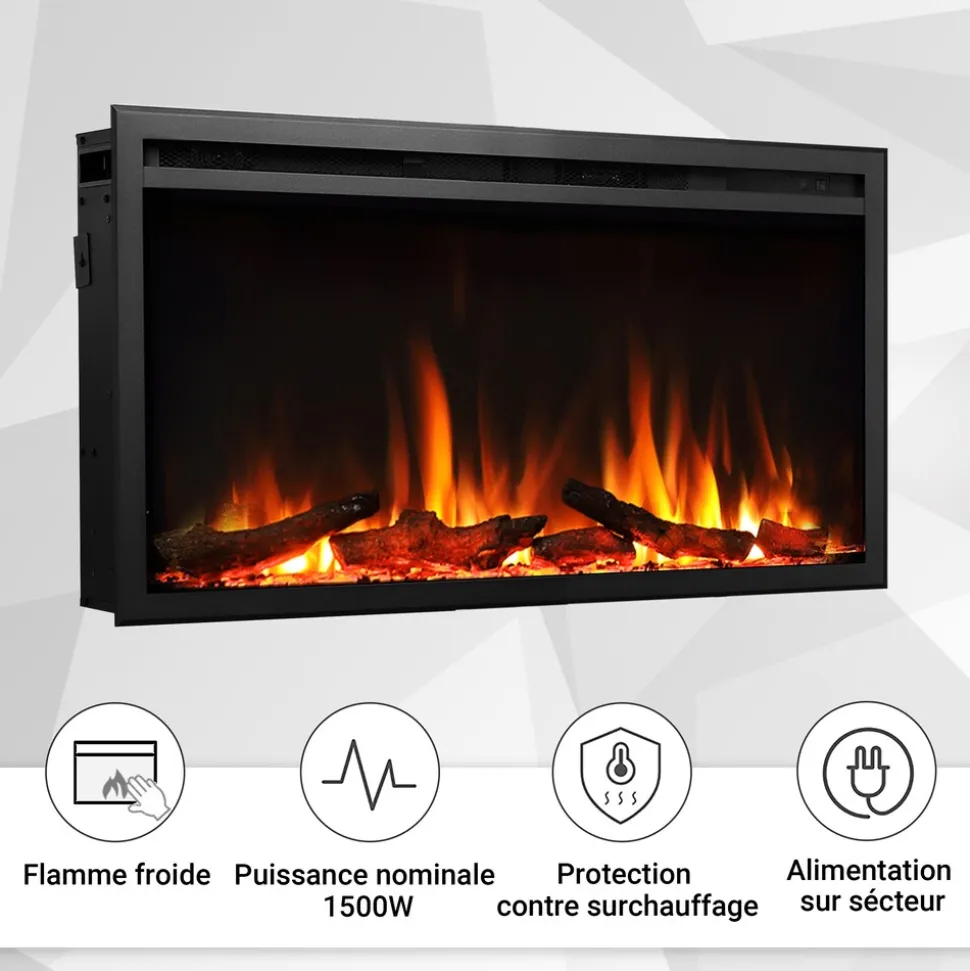 BALDERIA Elektrokamin Atalanta 33 - Einbaukamin mit Heizung 1500 W