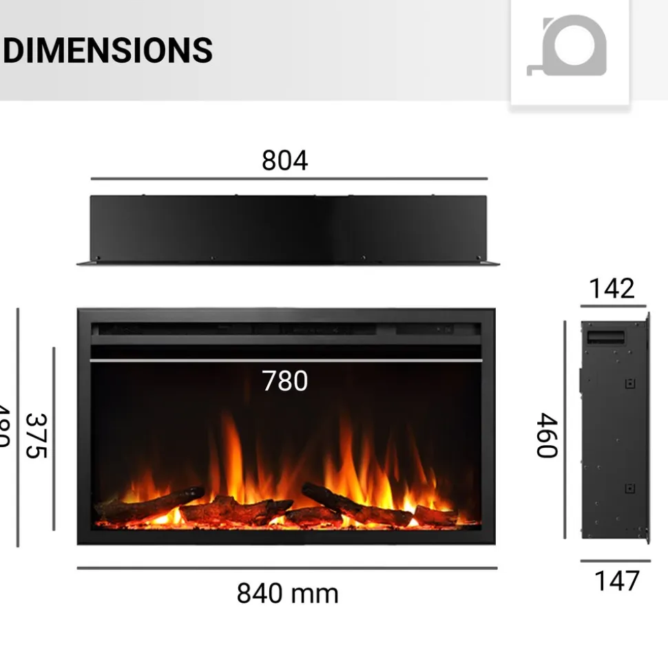 BALDERIA Elektrokamin Atalanta 33 - Einbaukamin mit Heizung 1500 W