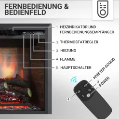 BALDERIA Elektrokamin Calida 23 - Einbau mit Heizung 2000 W, 3D-Flamme