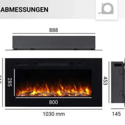 BALDERIA Elektrokamin Fiamma 40 - Einbaukamin mit Heizung 2000 W