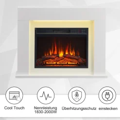 BALDERIA Elektrokamin Finn Design - Standkamin, Heizung 2000 W, weiss