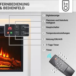 BALDERIA Elektrokamin Finn - Standkamin mit Heizung 2000 W, weiss