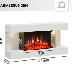 BALDERIA Elektrokamin Ida – Wandkamin mit Heizung 1800 W, weiss
