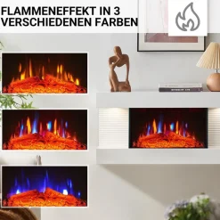 BALDERIA Elektrokamin Ida – Wandkamin mit Heizung 1800 W, weiss