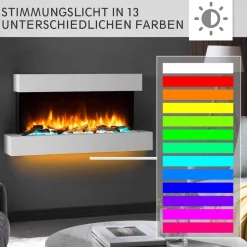 BALDERIA Elektrokamin Ignis - Wandkamin mit Heizung 2000 W, weiss