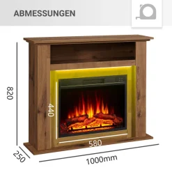 BALDERIA Elektrokamin Liora - Standkamin mit Heizung, dunkle Eiche