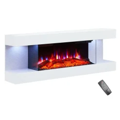 BALDERIA Elektrokamin Lumina - Wandkamin mit Heizung 1800 W, weiss