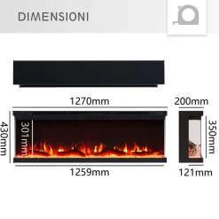 BALDERIA Elektrokamin Orson 50 - Einbaukamin mit Heizung 1800 W