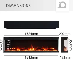 BALDERIA Elektrokamin pure Orson 60 - Wand, Einbau, Heizung 1800 W