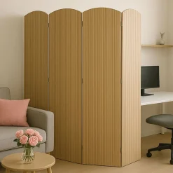 Bambus Paravent MCW-O30, Raumteiler Trennwand Sichtschutz, zusammenklappbar 4 Paneele 170x162cm