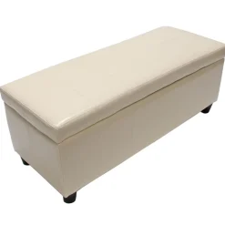 Bank Sitzbank MIT Aufbewahrung Arezzo Leder + Kunstleder 112x45x45cm MVG-zertifiziert ~ creme