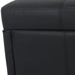 Bank Sitzbank mit Aufbewahrung Arezzo XXL, Kunstleder, 180x45x45cm MVG-zertifiziert ~ schwarz matt