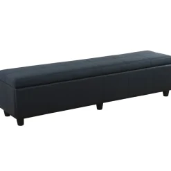 Bank Sitzbank mit Aufbewahrung Arezzo XXL, Kunstleder, 180x45x45cm MVG-zertifiziert ~ schwarz matt