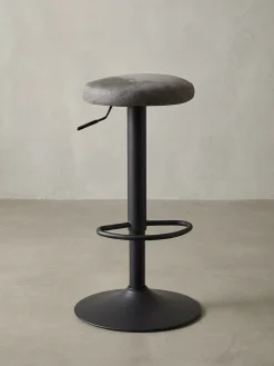 Barhocker – Grau, Wildlederoptik, höhenverstellbar, ohne Lehne, 58–79 cm, Stoff/Metall, 100kg