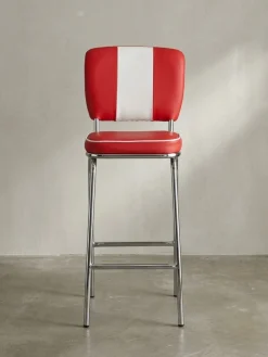 Barhocker Retro 50er Jahre Dinerstil Weiß, Rot 40x38x110 cm
