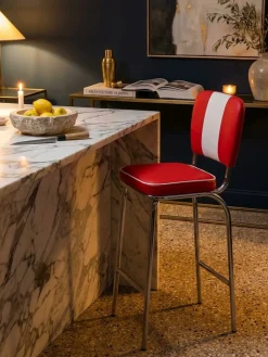 Barhocker Retro 50er Jahre Dinerstil Weiß, Rot 40x38x110 cm