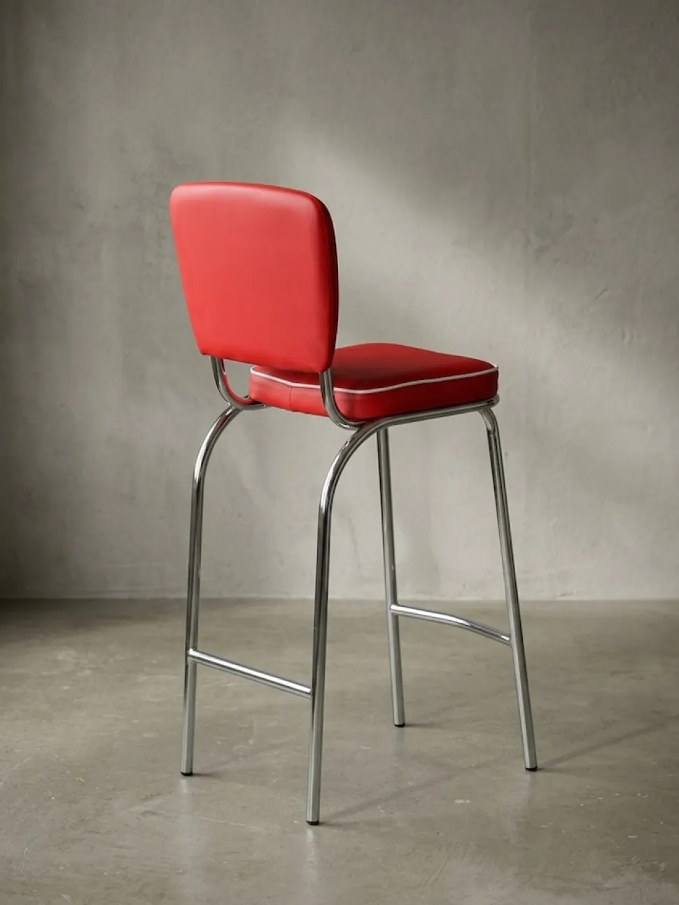 Barhocker Retro 50er Jahre Dinerstil Weiß, Rot 40x38x110 cm