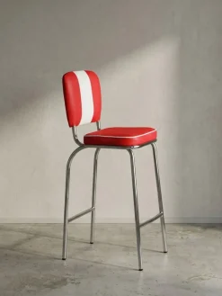 Barhocker Retro 50er Jahre Dinerstil Weiß, Rot 40x38x110 cm