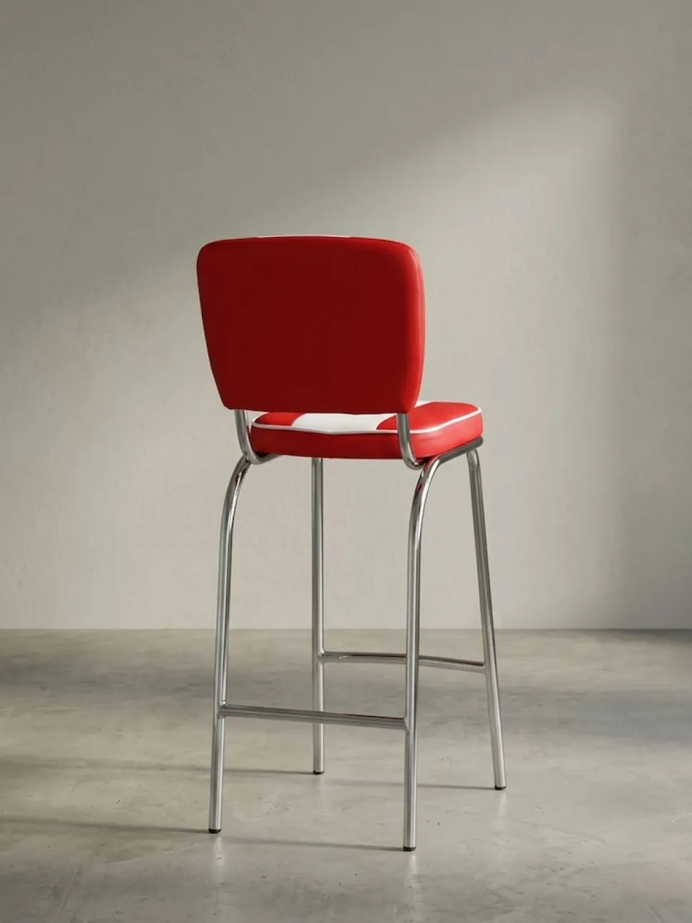 Barhocker Retro 50er Jahre Dinerstil Weiß, Rot 40x38x110 cm