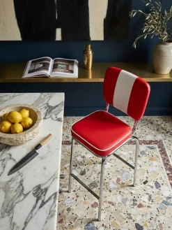 Barhocker Retro 50er Jahre Dinerstil Weiß, Rot 40x38x110 cm