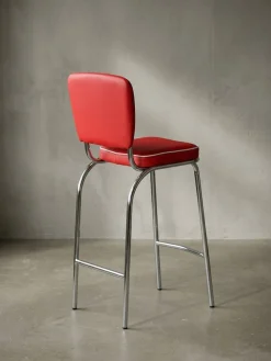 Barhocker Retro 50er Jahre Dinerstil Weiß, Rot 40x38x110 cm