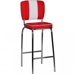 Barstuhl American Diner 50er Jahre Retro look Rot Weiß Leder Optik