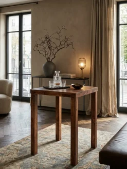 Bartisch – Massivholz, 80x80x110 cm, dunkelbraun, Landhaus-Stil