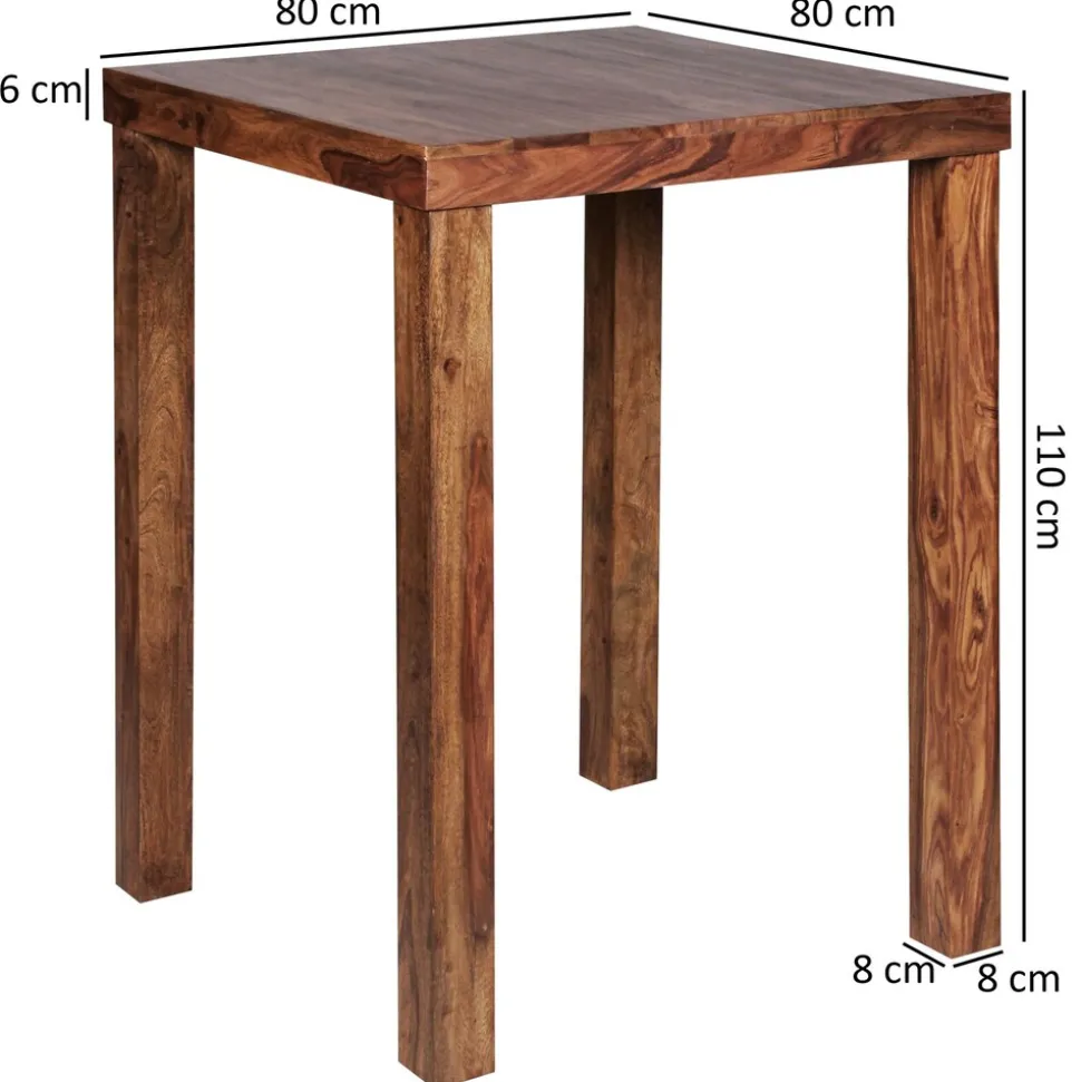 Bartisch – Massivholz, 80x80x110 cm, dunkelbraun, Landhaus-Stil