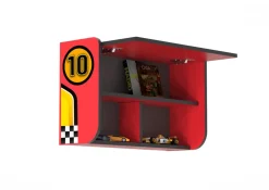 Bücherregal mit Klappe Wandregal für Kinderzimmer Rot