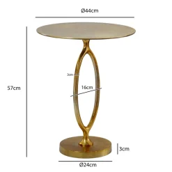 Beistelltisch Alu Gold 44cm Rund Wohnzimmertisch Couchtisch Anstelltisch Metall