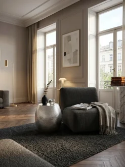 Beistelltisch Aluminium Rund Orientalisch Hammerschlag, Silbern 42x42x42 cm