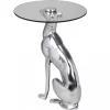 Beistelltisch – Aluminium Silber Figur Hund