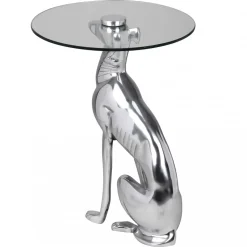 Beistelltisch – Aluminium Silber Figur Hund